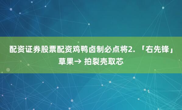 配资证券股票配资鸡鸭卤制必点将2. 「右先锋」草果→ 拍裂壳取芯